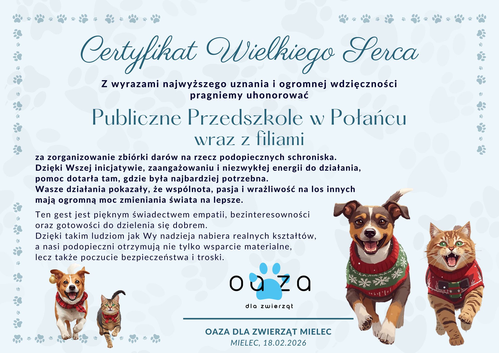 Zbi&oacute;rka karmy dla schroniska