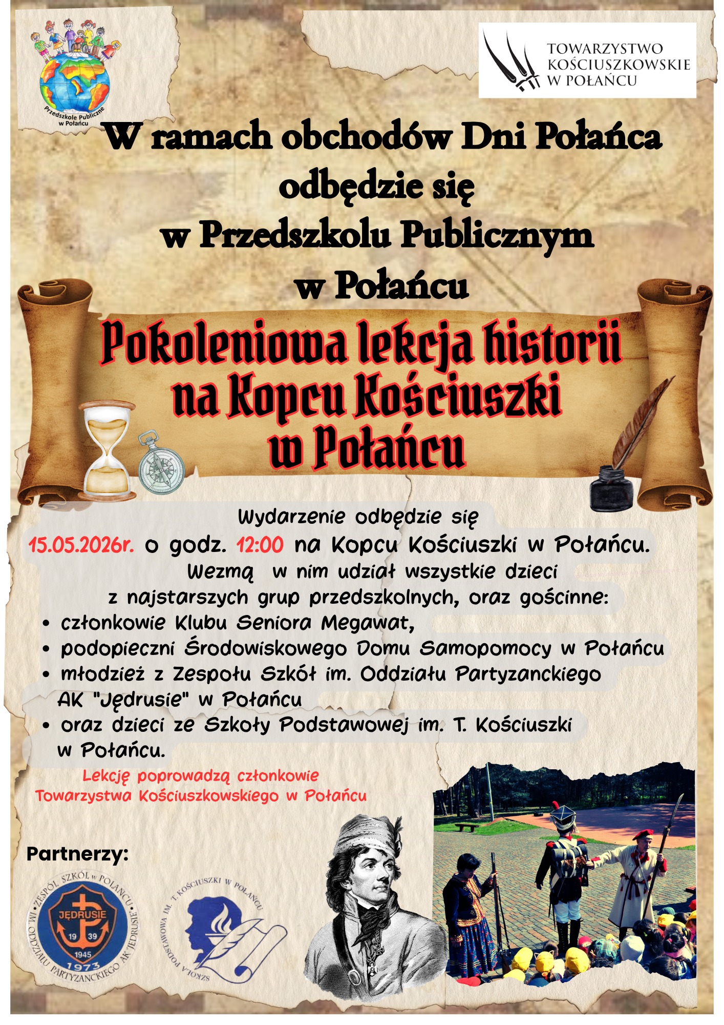 Plakat o&nbsp;lekcji historii dla przedszkolak&oacute;w