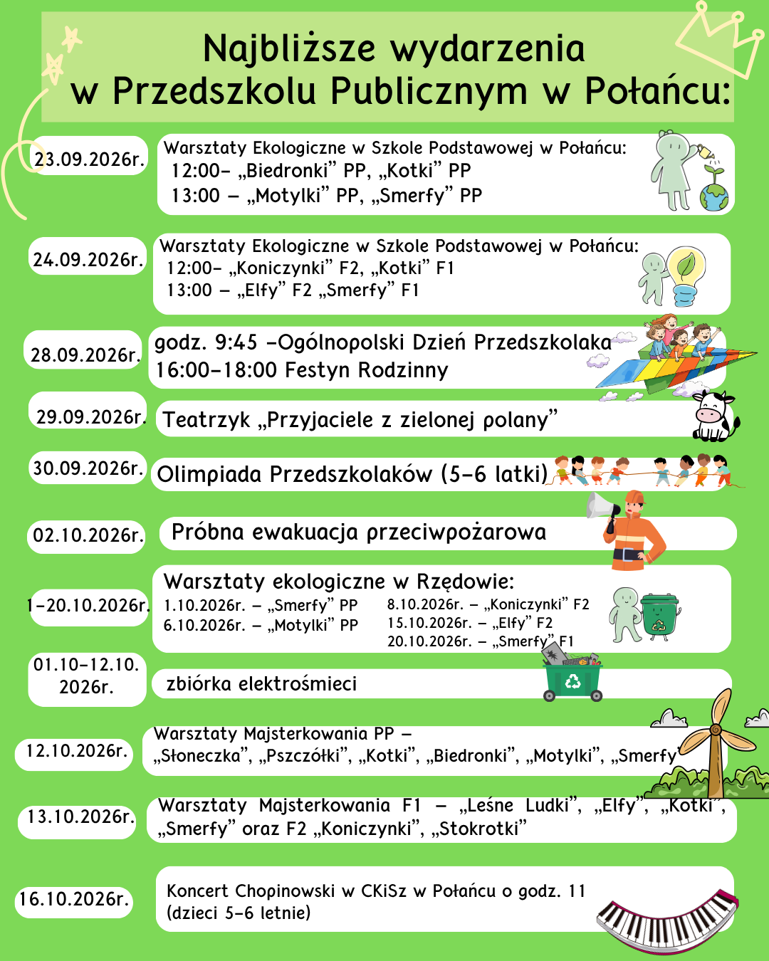 Harmonogram najbliższych wydarzeń