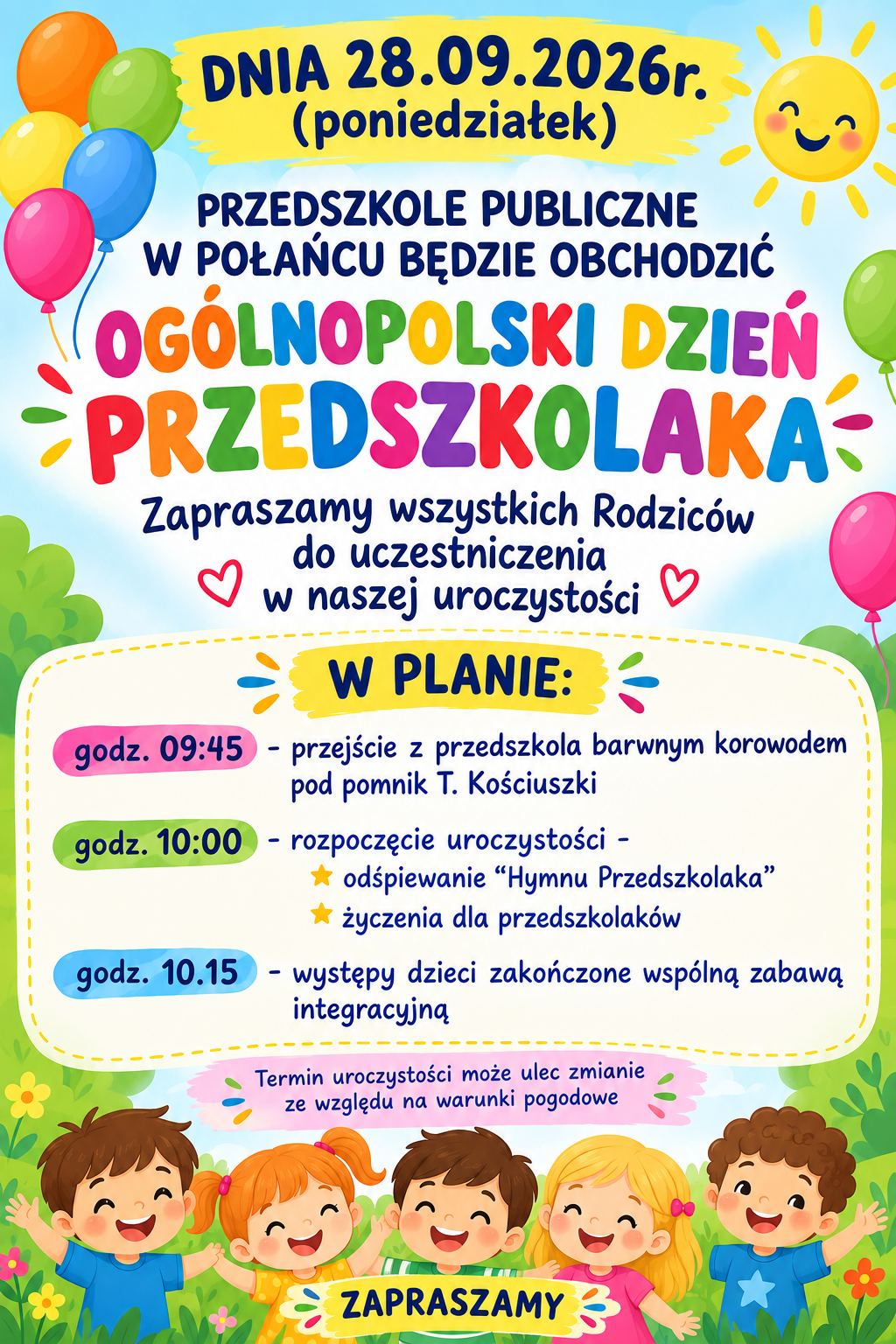 Plakat og&oacute;lnopolski dzień przedszkolaka