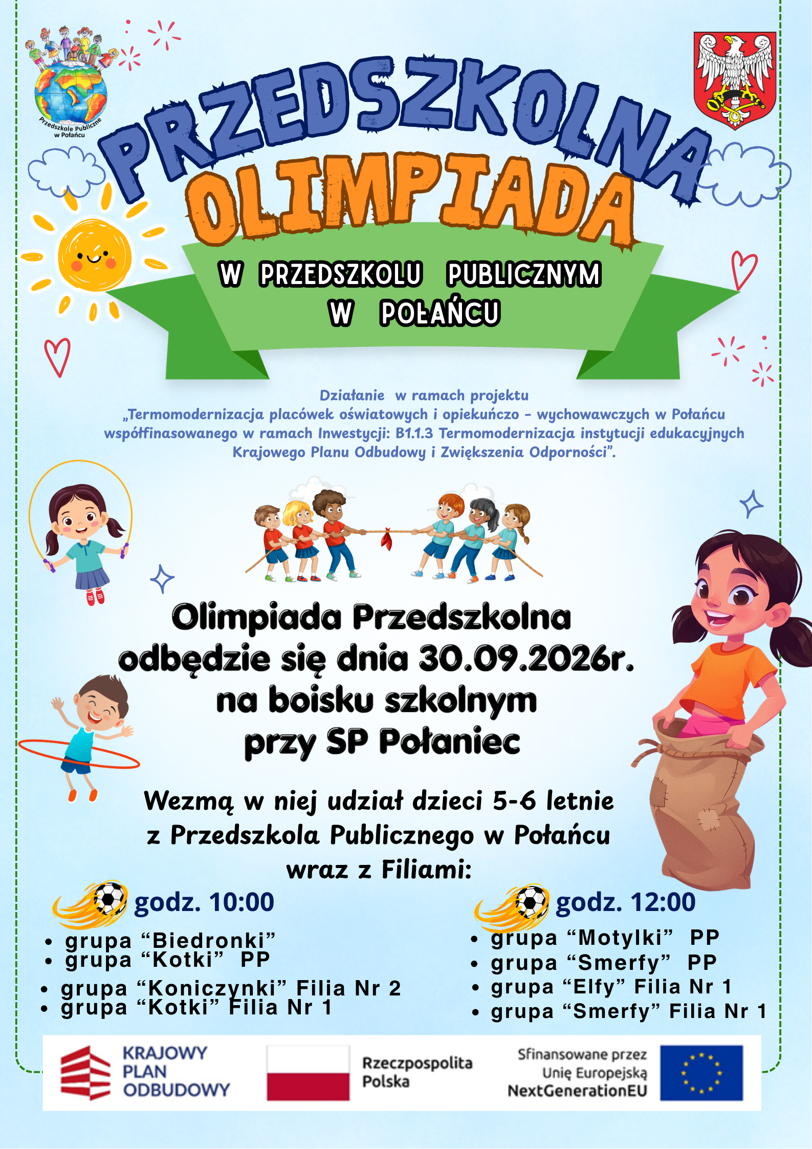 Plakat na&nbsp;przedszkolną olimpiadę