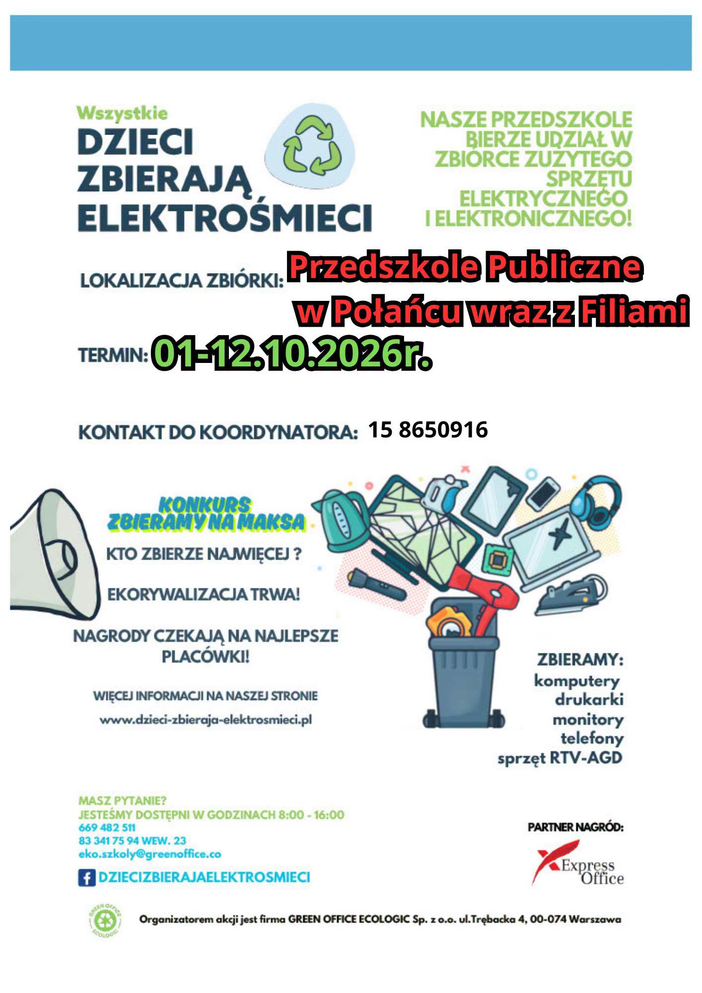Plakat zbi&oacute;rka elektrośmieci 