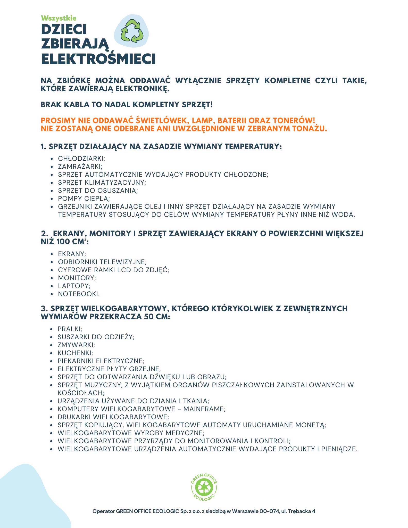 Plakat zbi&oacute;rka elektrośmieci 