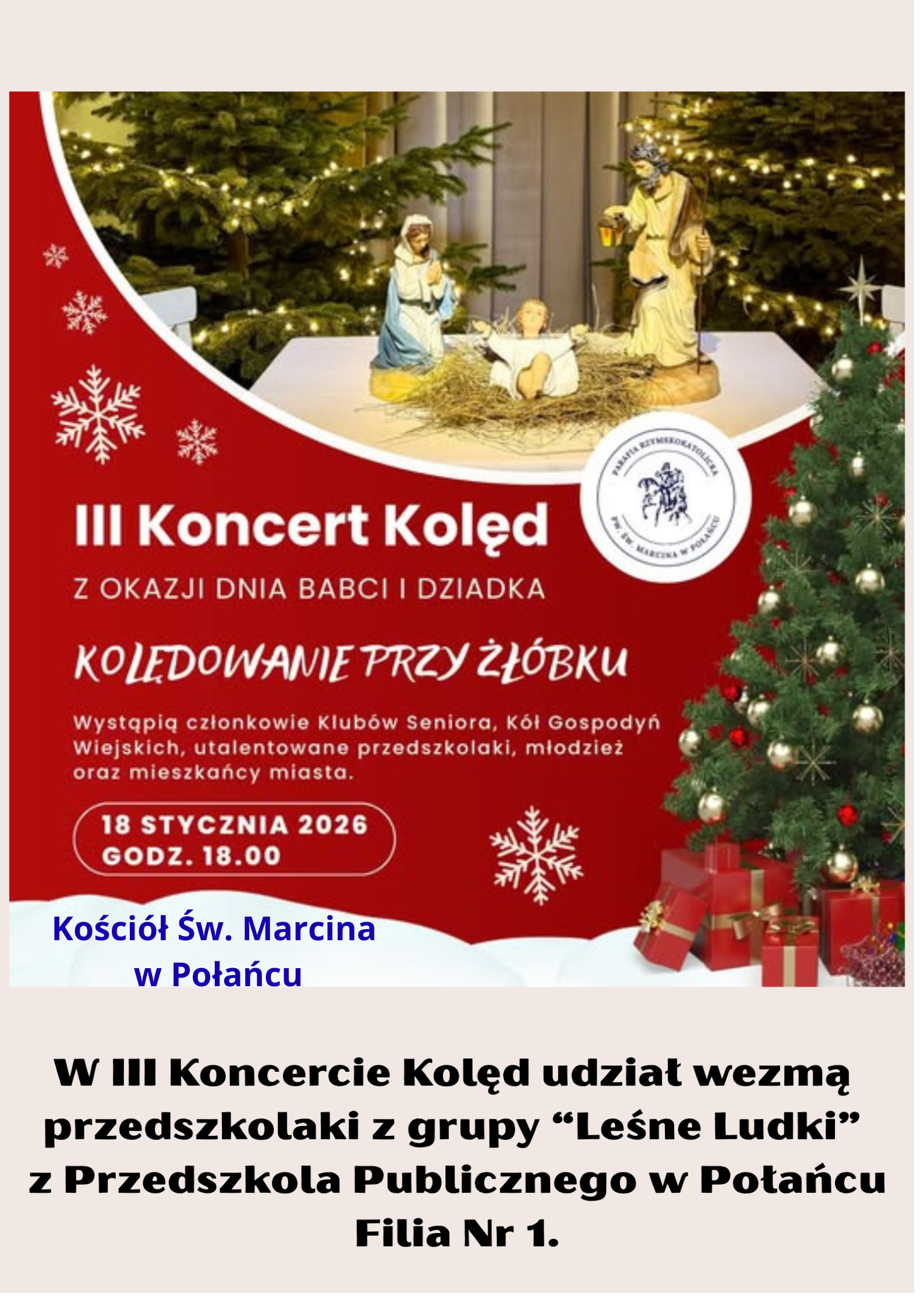 Plakat o&nbsp;kolędowaniu w&nbsp;kościele