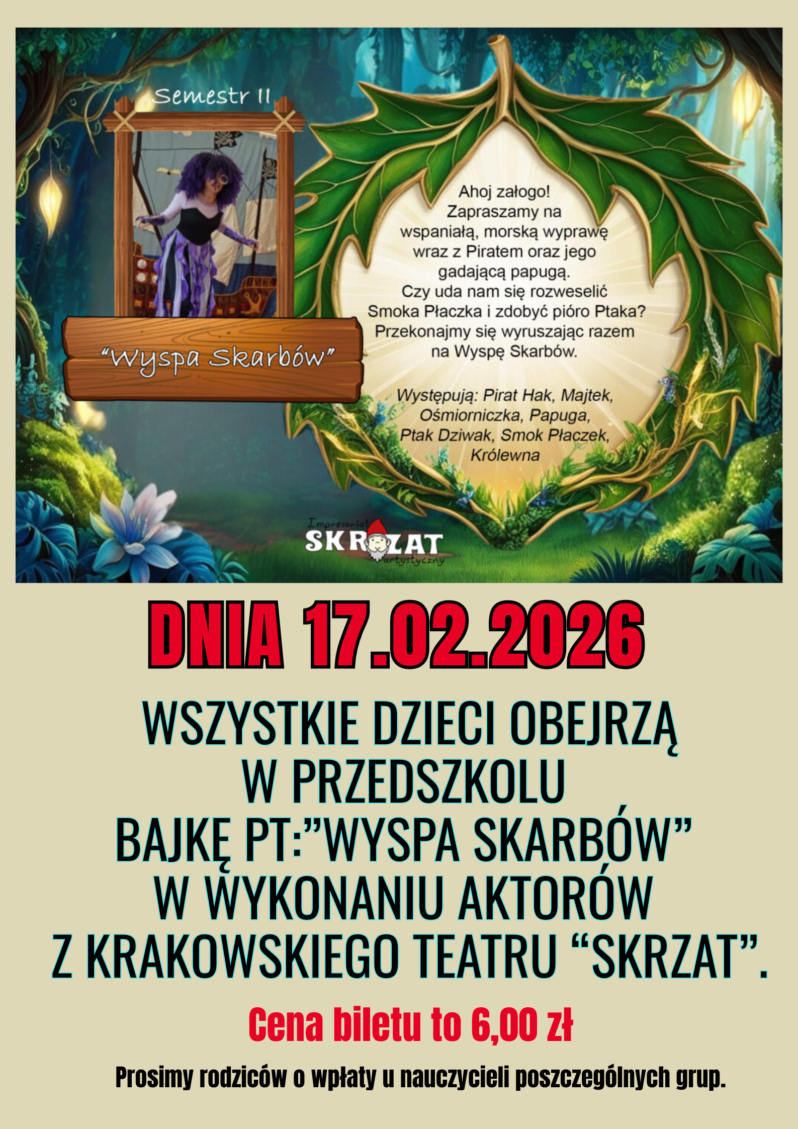 Plakat o&nbsp;bajce w&nbsp;przedszkolu