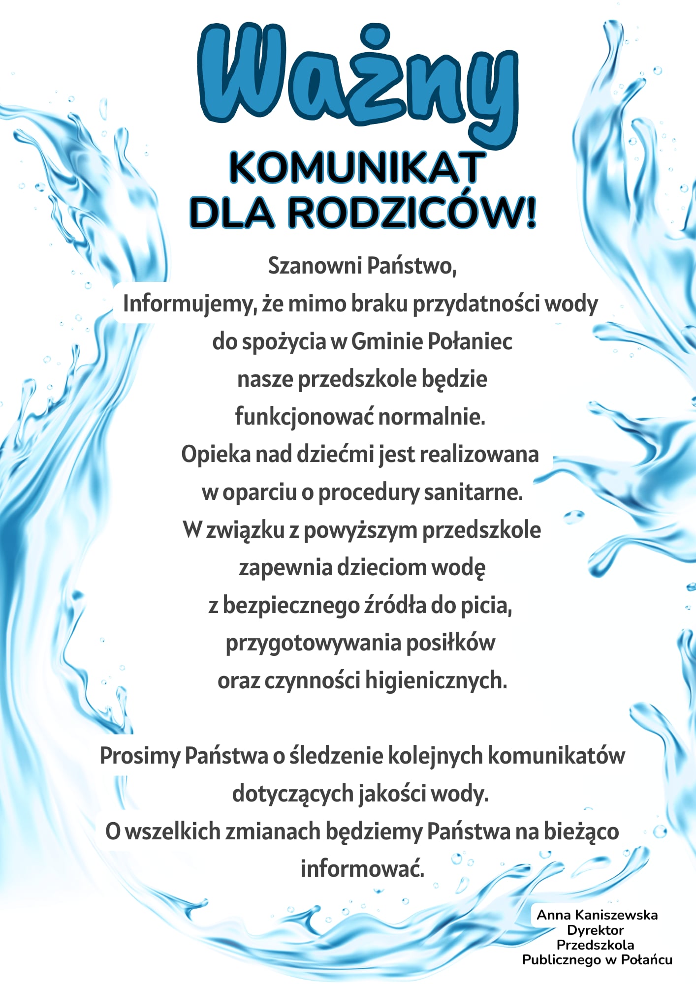 Informacja dla rodzic&oacute;w o&nbsp;funkcjonowaniu przedszkola