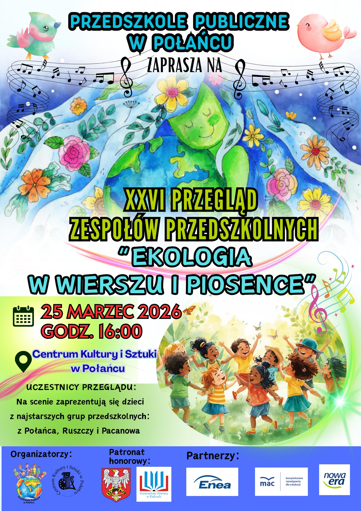 Plakat na&nbsp;XXVI Przegląd Zespoł&oacute;w Przedszkolnych 