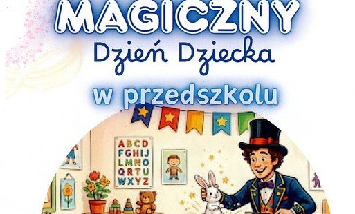 Plakat o występach magika w przedszkolu 