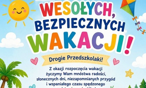 Plakat życzenia na wakacje