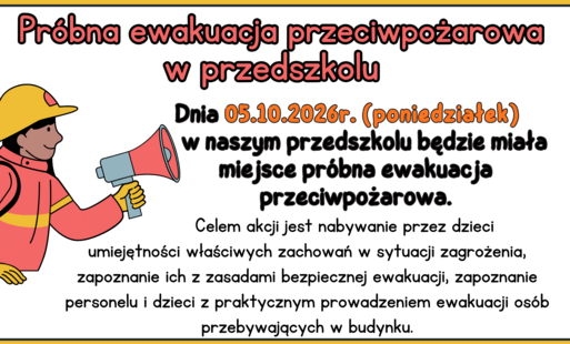 Plakat próbna ewakuacja w przedszkolu